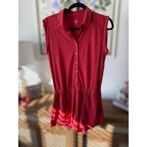 Lou & Grey Sandwashed Sleeveless Utility Romper in Sun Spark Red Size Small